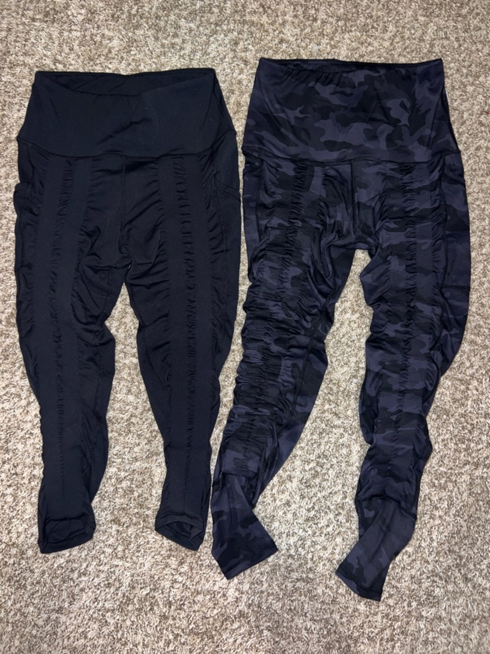 High-Waist Black Ruched Leggings